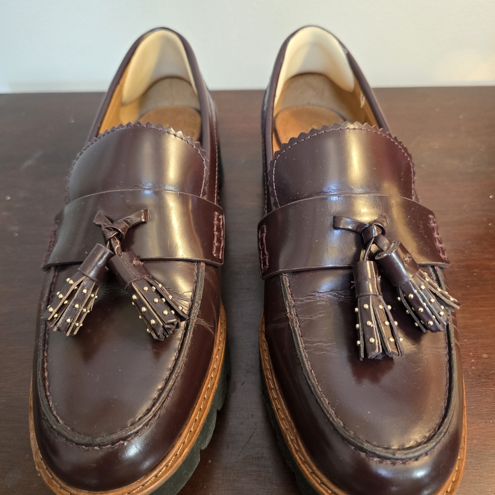 Coach Burgundy Tassel Loafers for Women-pre Owned